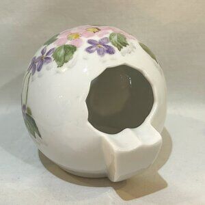 Vintage ACI Japan Porcelain Ball Shaped Ashtray Hand Painted Floral